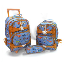 Boys Girls Trolley Primary School Backpacks Dinosaur Elementary School Bags With Wheels